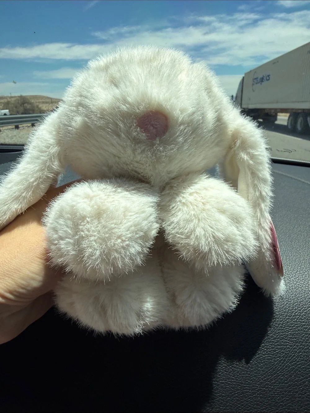 Plush Small Pet Bunny Toy - Cream Faux Fur